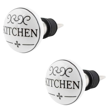 2 Pieces Kitchen Flat Ceramic Wine Bottle Stopper
